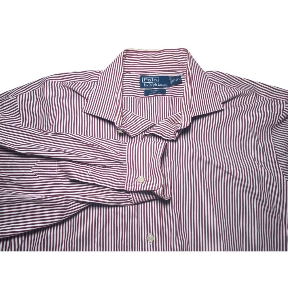 Polo Ralph Lauren Mens Regent Classic Fit Red‎ & White Striped Button-Up